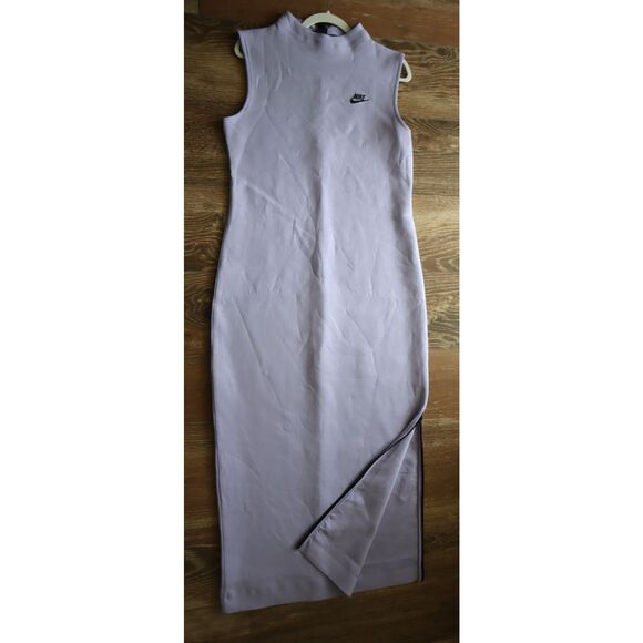Nike HJ1385-533 Women Sz L-Tall Lilac Ice/Black Tech Fleece Tank Maxi Dress - Picture 13 of 16